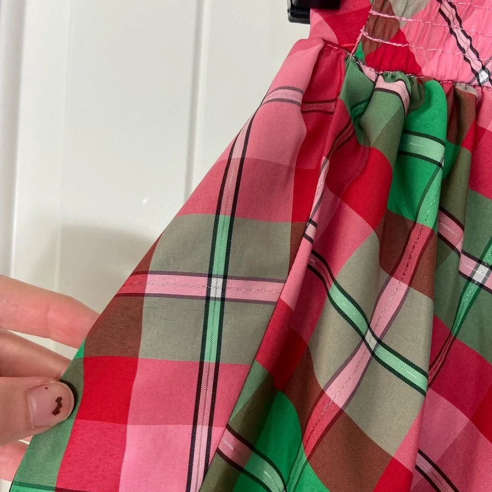NWOT Oshkosh B’gosh girl’s red pink green checkered plaid pull‎ on lined skirt 5